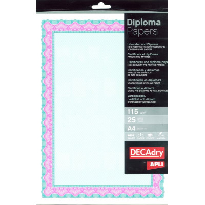 Pack 25 diplomes A4 TURQUOISE/POURPRE