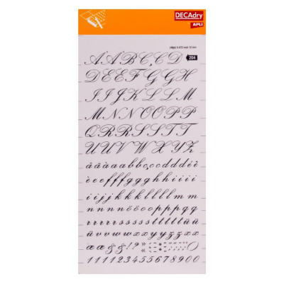 S. lettres&chiffres transf. noir 12mm-1F
