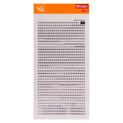S. lettres&chiffres transf. noir 3mm-1F