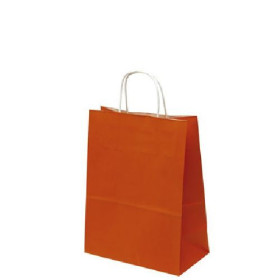 50 Sacs Kraft 24 x 12 x 31cm 100gr poignées torsadées orange
