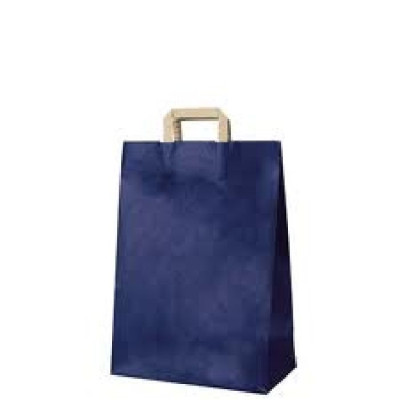 50 Sacs Kraft 22 x 10 x 29cm 80gr poignées plates bleu