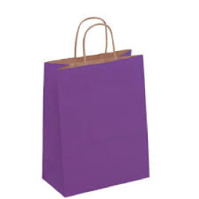 50 Sacs Kraft 24 x 12 x 31cm 100gr poignées torsadées violet