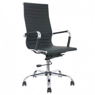 Fauteuil de bureau noir pied chrome ORUS