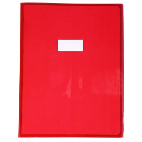 Protège-cahier Cristal Luxe 22/100ème 24x32 transparent rouge + porte étiquette
