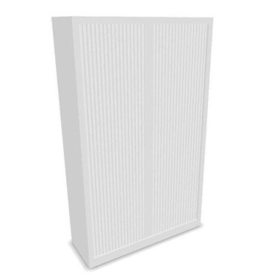 Armoire à rideaux H. 198 x L. 120 x P. 43 cm - corps blanc - rideaux blanc