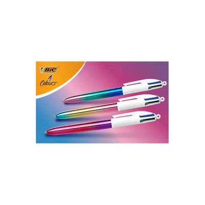 Bic stylo à bille 4 couleurs rétractable décors