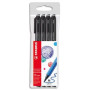 STABILO Pochette de 4 stylos-feutres NOIR pointMax. Pointe moyenne nylon 0,8mm.