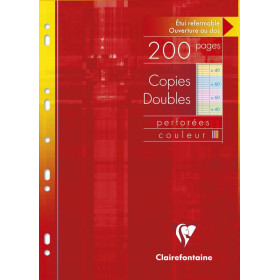 Copies doubles couleur ass. 21x29,7cm 60p rose, 60p bleu 40p vert, 40p jaune