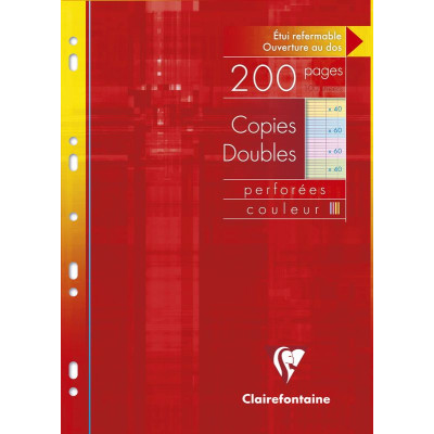 Copies doubles couleur ass. 21x29,7cm 60p rose, 60p bleu 40p vert, 40p jaune