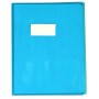 Protège-cahier Cristal Luxe 22/100ème 17x22 transparent bleu + porte étiquette