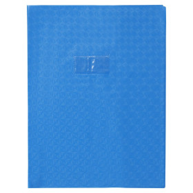 Protège-cahier Grain Losange 18/100ème 24x32 bleu + porte étiquette