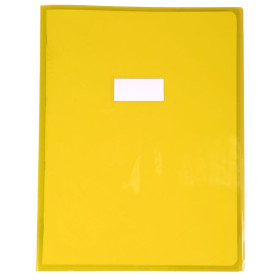 Protège-cahier Cristal Luxe 22/100ème 24x32 transparent jaune + porte étiquette