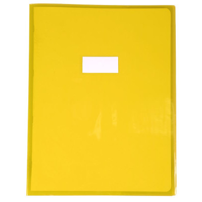 Protège-cahier Cristal Luxe 22/100ème 24x32 transparent jaune + porte étiquette