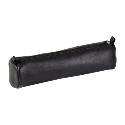 CUIR NOIR Trousse ronde Ø5,5x22cm