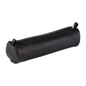 CUIR NOIR VIEILLI Trousse ronde Ø5,5x22cm