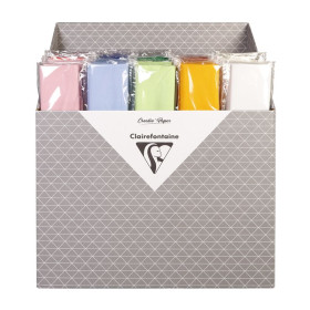 Rouleau de papier crépon 75% couleurs assorties en présentoir de 100 rlx