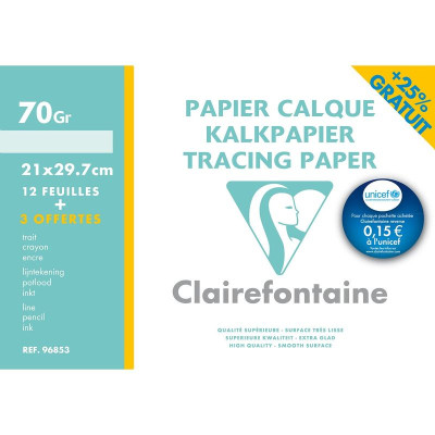 Clairfontaine Poch calque sup 70gr 21 x 29.7 A4 12F + 3 F