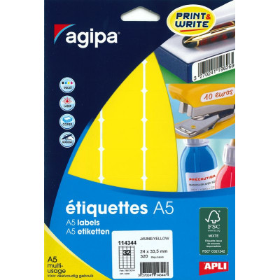 ETUI A5 320 Etiquettes JAUNE 24X33.5