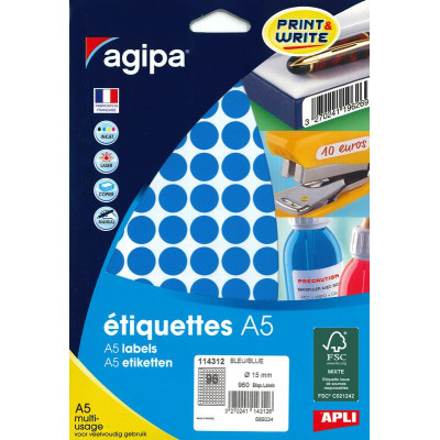 ETUI A5 960 Etiquettes BLEU DIAM 15