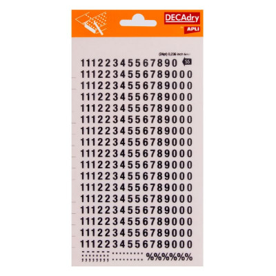 Chiffres transfert noir 6mm - 1Feuille