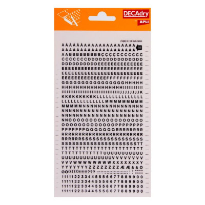 Lettres&chiffres transfert noir 3mm-1F