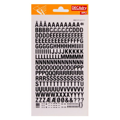 Lettres transfert noir 8mm - 1Feuille