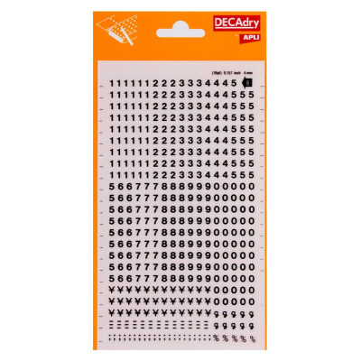 Chiffres transfert noir 4mm - 1Feuille