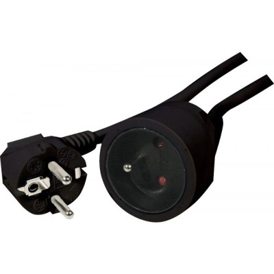 Rallonge secteur tripolaire noire - 5,0 m