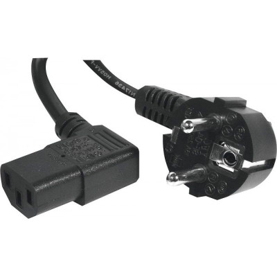Cordon d'alimentation PC CEE7 / C13 coudé noir - 1,8 m