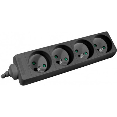 DEXLAN Multiprise 4 prises sans interrupteur noire - 1,5 m