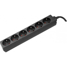 DEXLAN Multiprise 6 prises sans interrupteur noire - 1,5 m