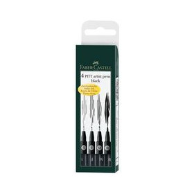 FABER-CASTELL Feutre PITT artist pen, étui de 4, noir