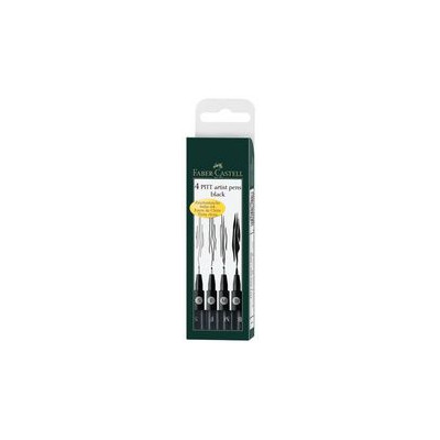 FABER-CASTELL Feutre PITT artist pen, étui de 4, noir