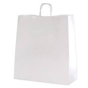 50 Sacs Kraft 35 x 14 x 44cm 100gr poignées torsadées Blanc