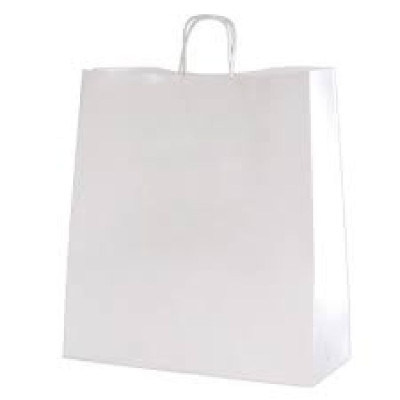 50 Sacs Kraft 35 x 14 x 44cm 100gr poignées torsadées Blanc