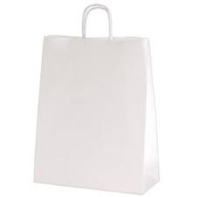 1 Sac Kraft 22 x 10 x 32 cm Blanc 80 gr poignées ficelle Blanc