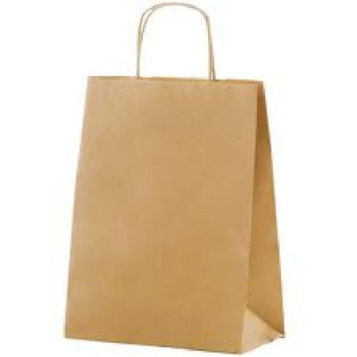 50 Sacs Kraft 22 x 10 x 32cm 80gr poignées torsadées brun