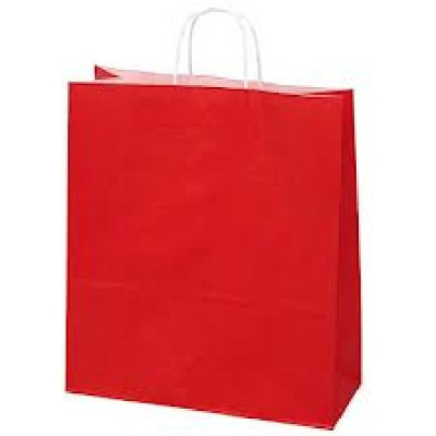 50 Sacs Kraft 35 x 14 x 44cm Rouge 100gr poignées torsadées
