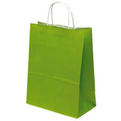 50 Sacs Kraft 35 x 14 x 44cm 100gr Vert amande torsadées