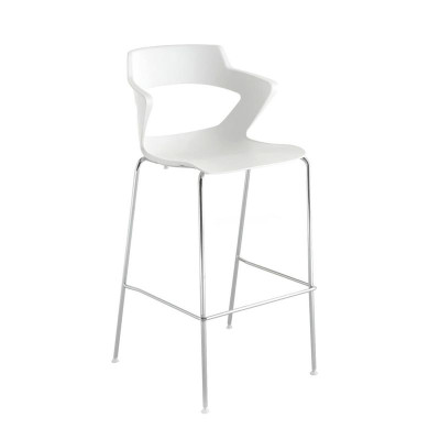 Tabouret YETY 4P Chrome blanc