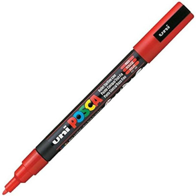 Uniball Posca trait extra fin1 mm pointe conique PC1MC rouge