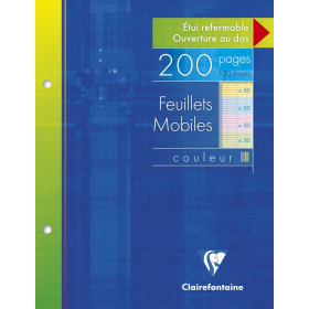 Feuillets mobiles couleur s/étui 17x22cm 200p (50x4 coul.assorties) séyès