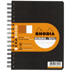 Cahier recharge Exabook Rhodiactive RI A5+ 160p Q.5X5+C 80g