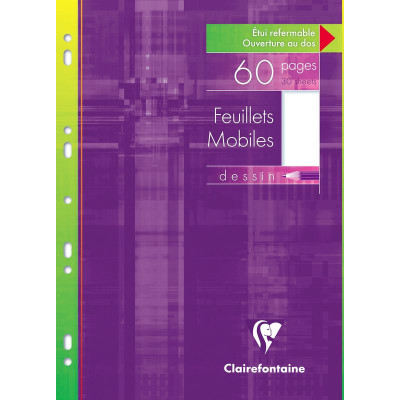 Feuillets mobiles dessin 125g s/étui 21x29,7cm 60p uni