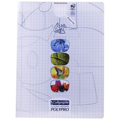 8000 POLYPRO, T.P. Cahier piqué incolore 24x32cm 96p séyès/uni 90g