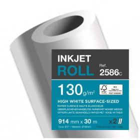 2 Bobines papier - CLAIRJET 1300 130G LZ 914mm x 30m