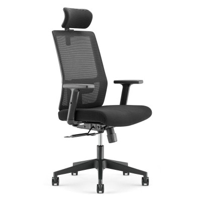 Fauteuil de bureau Acrux dossier filet et assise noire