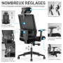 Fauteuil de bureau Acrux dossier filet et assise noire