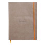 Rhodiarama carnet souple TAUPE 19x25cm 160p ligné pap. ivoire 90g ferm. élast.