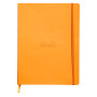 Rhodiarama carnet souple ORANGE 19x25cm 160p ligné pap. ivoire 90g ferm. élast.
